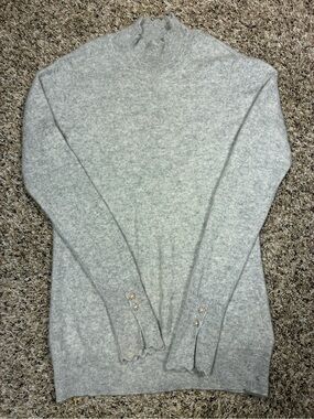 Nanette Lepore 100% 2 ply Cashmere Scalloped Neck Pearl Cuff Sweater